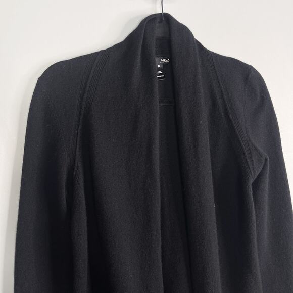 Aqua Cashmere Womens XSmall XS Black Cashmere Draped Open Front Cardigan Sweater - Picture 4 of 7